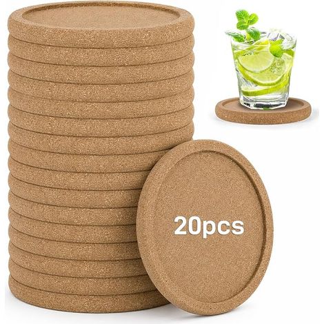 dessous de verre ronds en liège avec bord - Protection de table pour tasses, verres et vases - Pour bureau (1/3)