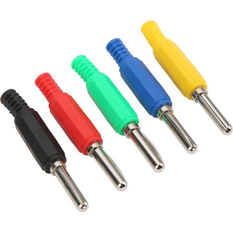 Fiche banane 4mm nickelée laiton J.10023 avec gaine isolante spiralée pour ressort de connexion (1/5)