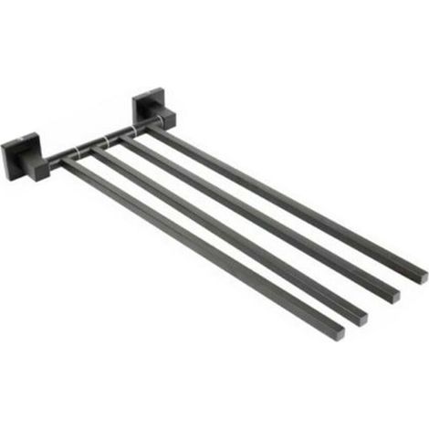 PORTA ASCIUGAMANI 4 ASTE SUPPORTO PER BAGNO DA MURO ASTA CASA NERO 02123 (1/2)