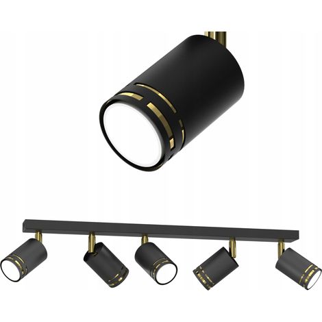 Deckenleuchte, schwarz-golden, beweglich, LED GU10, polnischer Spot-Reflektor (1/5)