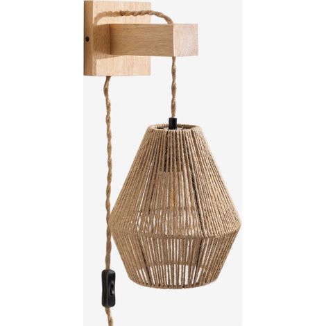 AMXCNOY Applique murale en corde – Design naturel – 58 cm x 20 cm x 25 cm – Culot E-27 – Éclairage cosy pour salon et entrée (1/5)