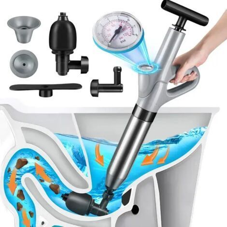 Déboucheur canalisation Pro 3 Adaptateurs Inclus Déboucheur à pompe Evier Toilette Baignoire (1/5)