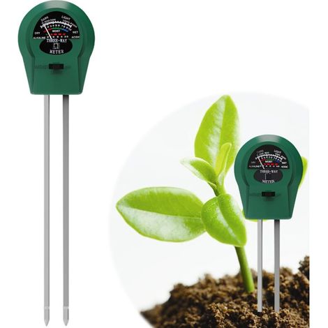 Misuratore di umidità per piante, 3 in 1: igrometro, pHmetro, sensore di umidità per piante, giardino, prato, fattoria, uso interno ed esterno (non richiede batterie). (1/3)
