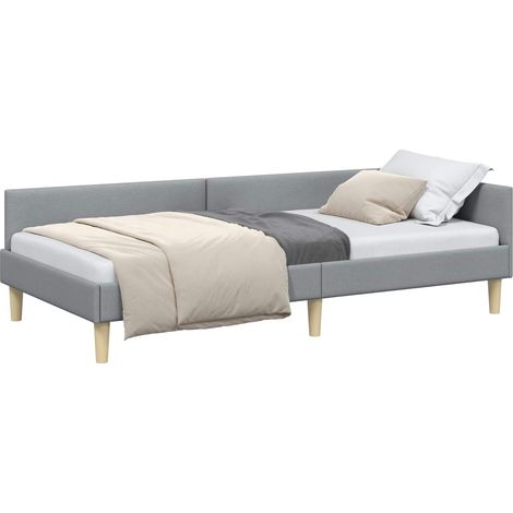 Maison Exclusive - Cornice del letto ad angolo Grigio chiaro 100 x 200 cm Tessuto
