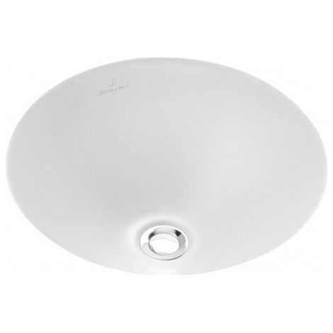 Loop & Friends, Vasques à encastrer par le dessous, Diamètre: 440 mm, rond, paroi extérieure émaillée, sans plage de robinetterie,avec trop-plein, En porcelaine sanitaire Blanc CeramicPlus
