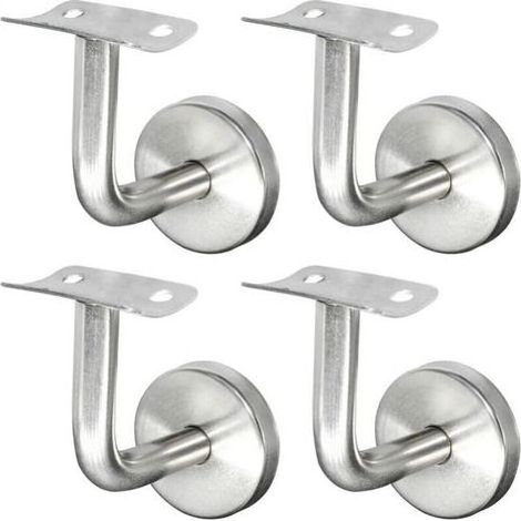 Pieces 304 Stainless Steel Handrail Bracket for Staircase Railing Wall Mount Wooden Railing Silver (1/4)