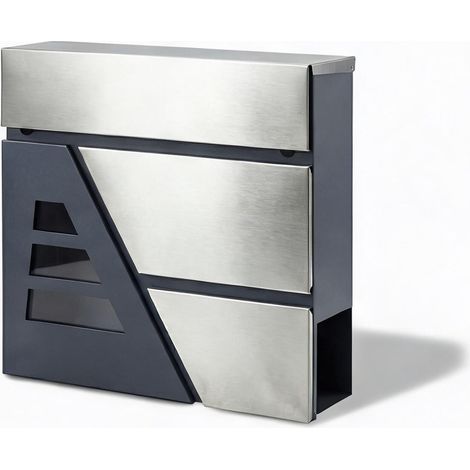 Boîte aux lettres murale en acier inoxydable 13 L format compact (1/5)