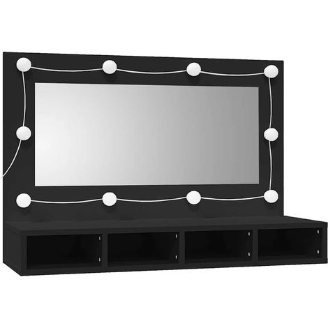 Armoire à miroir avec LED noir 90x31,5x62 cm