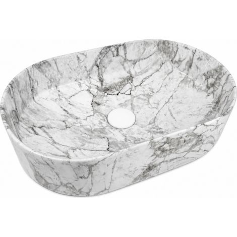 Lavabo ovalado de encimera de 50×30 cm, piedra de mármol - Aquaterris (1/4)