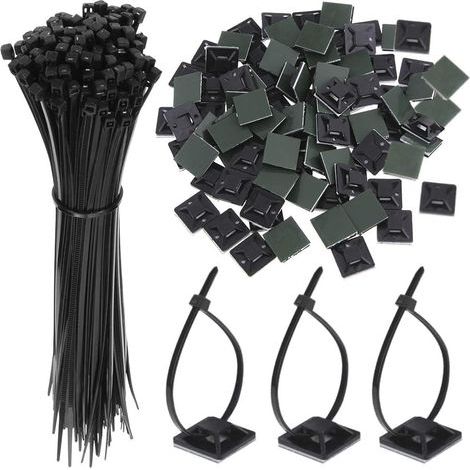 100 fascette adesive nere, fermacavi, staffe autoadesive, 150 mm x 2,5 mm, base per fascetta con clip universale multiuso per cavi (1/5)