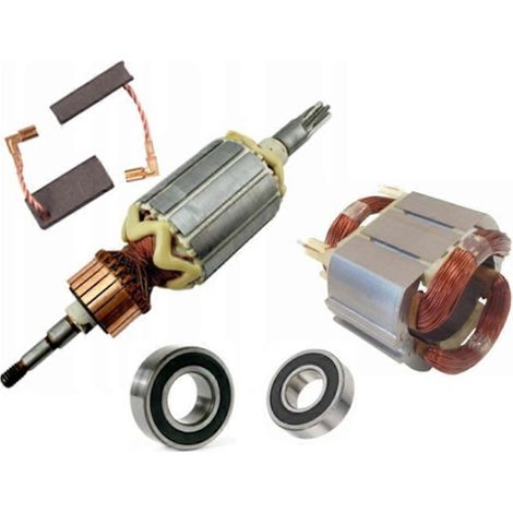 Ensemble de 4 pièces comprenant un rotor, un stator et des balais de charbon. Compatible avec les modèles HR4003C, HR4013C, HR4001CX, HR4011C et HR4001C (références : 513888-4 et 625758-6). (1/5)