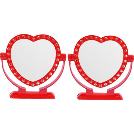 Lot De 2 Miroirs De Maquillage Rétro en Plastique pour Femme avec Éclairage Style Vintage (1/5)