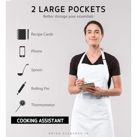 CCYKXA Ensemble de 4 tabliers de cuisine ajustables avec 2 poches pour femmes et hommes (1/4)
