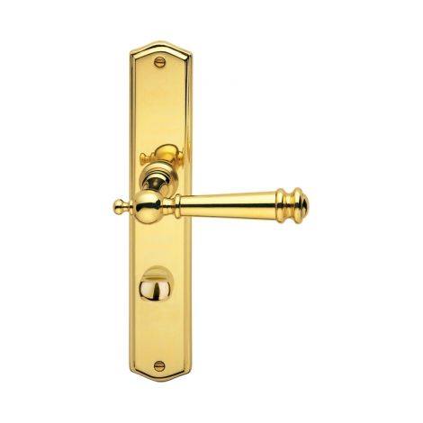 Ouvre&Déco – Poignée de porte d'entrée à cylindre ATTILA – 2 pièces laiton poli – Entraxe 195 mm – Système de condamnation/décondamnation