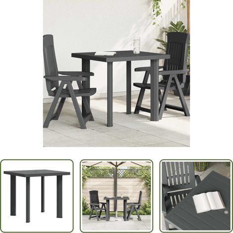 vidaXL Table de jardin en plastique - Table de jardin Anthracite 80x75x72 cm Plastique (1/5)