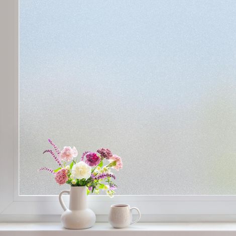 Film de confidentialité pour fenêtre – Aspect verre dépoli, fixation électrostatique (sans colle), protection solaire et occultant, réutilisable, couleur unie – 17,5 po x 78,7 po (1/5)