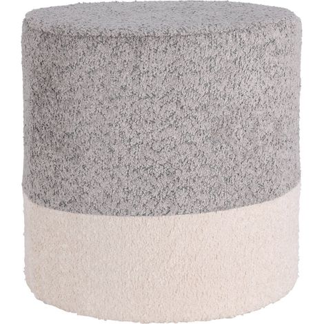 Gepolsterter runder Pouf Boucle, zweifarbig, 34 x 35 cm