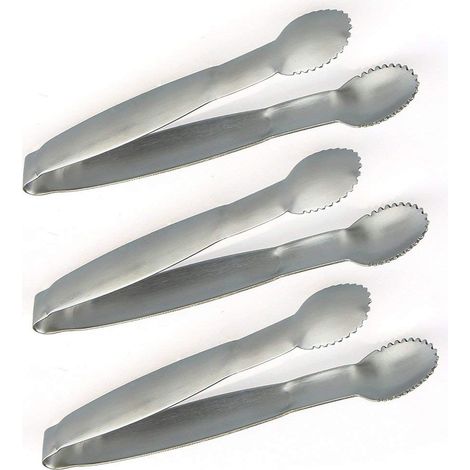 Mini pinces de service en acier inoxydable de 10 cm avec pinces à sucre et à glaçons, lot de 3 (1/5)