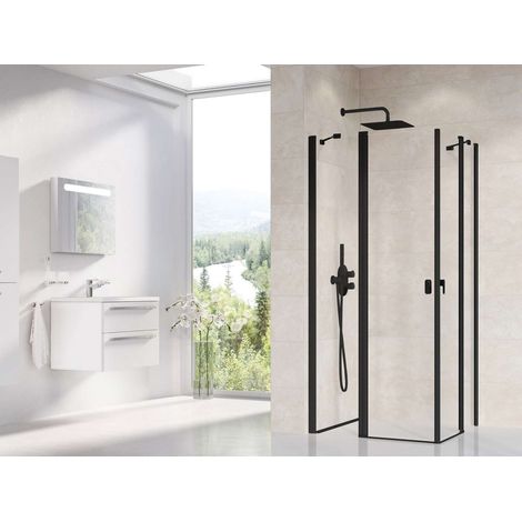 Ravak Chrome - Puerta de ducha CRV2-80, 80x195 cm, negro/vidrio transparente 1QV40300Z1 (1/5)