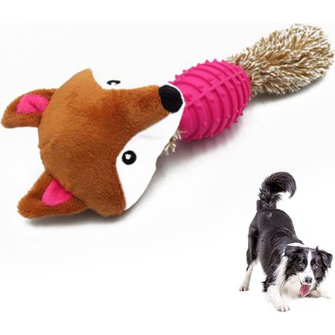 Jouet pour chien en TPR et peluche, jouet à mâcher résistant, jouet couineur et jouet interactif pour chiots de petite et moyenne taille (1/4)