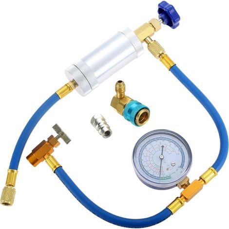 R134A-Öleinspritzwerkzeug – R12-zu-R134A-Adapter – 1/4"-Befüllschlauch mit Manometer – Entwickelt für professionelle Techniker
