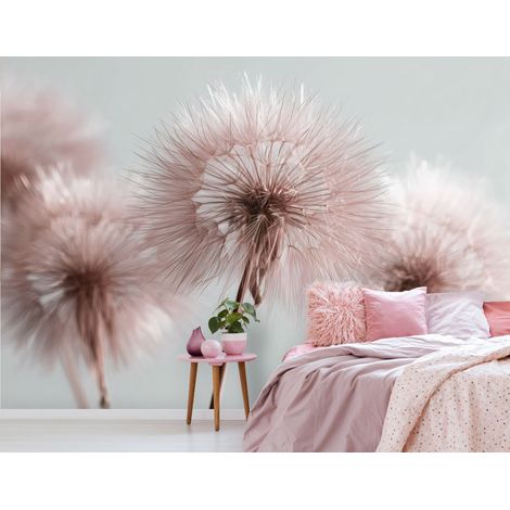 Fototapete Löwenzahn Boho Natur Rosen, für Wohnzimmer und Schlafzimmer, 150 x 105 cm – Komplettset inkl. Kleister & Anleitung (1/5)