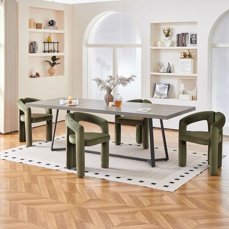Ensemble de 2 chaises de salle à manger minimalistes et modernes, revêtues de velours et dotées d'accoudoirs. Confortables, elles conviennent à la salle à manger, au salon ou au bureau. Poids maximal (1/5)