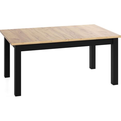 Esstisch Ausziehbar Rechteckig XXL Groß – Platzsparend, Verlängerbar 150 × 80 cm bis 190 cm – Schwarze Holzbeine – Hergestellt in EU – Eiche Braun