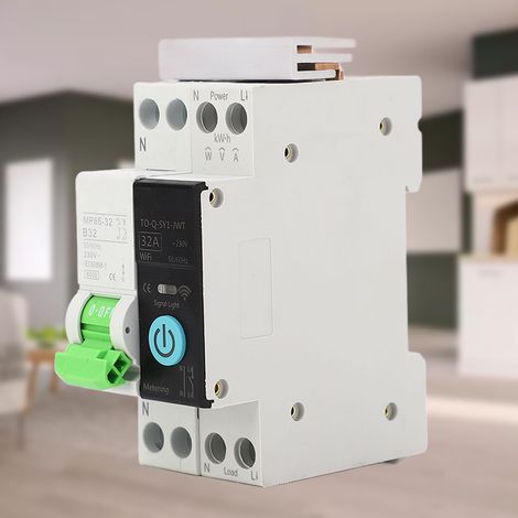 Disjoncteur intelligent WiFi miniature TONGOU 1P+N 32A avec compteur 230V, télécommande, disjoncteur pour maison connectée (1/5)