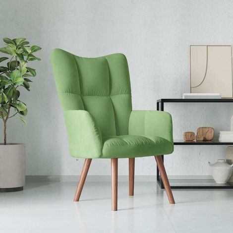 vidaXL Relaxing Chair Light Green Velvet