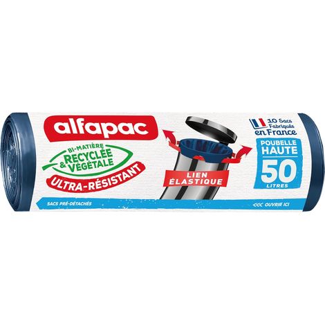 10 sacs poubelle haute - lien élastique - ultra-résistant - 50L (1/5)
