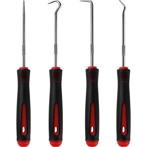 YIXISI 4 Pieces 16.5cm Precision Picks and Hooks, Oil Seal Hook, Needle Hooks and Gasket Removal Tools, for Removing Oil Seals, O-Rings, and Rubber (1/5)