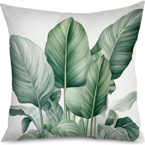 Housse de coussin, Coussin décoratif plantes d'intérieur, imprimé feuillage (1/5)
