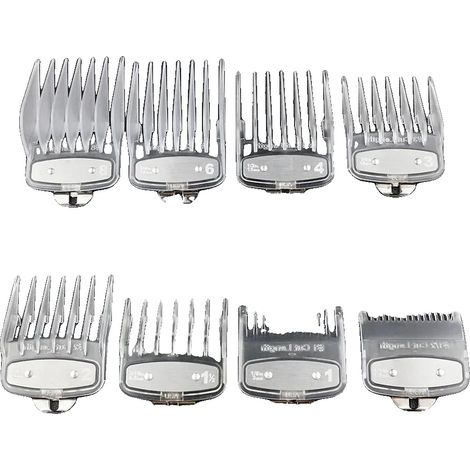 Peines guía para cortapelos, juego versátil de 8 piezas, accesorio duradero para peinar el cabello, transparente (1/2)