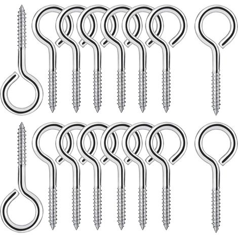 25 Pièces M4 Piton à Visser en Acier Inoxydable 304 Vis Mouton Oeil Rond Auto Taraudeuse Vis à Anneau Crochets à Oeil Boulon à œil Crochets Piton à Vis 50mm