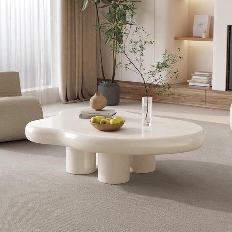 [JAMAIS UTILISÉ]Blanc Table Basse Cloud, Salon Central Minimaliste Table Basse irrégulière à Quatre Pieds Tout neuf 20 % de réduction sur la vente (1/5)