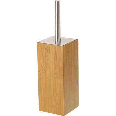 Brosse WC en Bambou, Inox et Brosse Noire Carré (1/4)