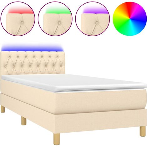Maison Exclusive - Boxspringbett mit Matratze & LED Creme 90x190 (1/5)