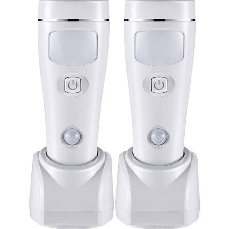 2 Pcs Veilleuse 4 en 1 Amovible Veilleuse avec Détecteur de Mouvement sur Secteur Lampes de Poche d'Urgence pour Panne de Courant (1/5)