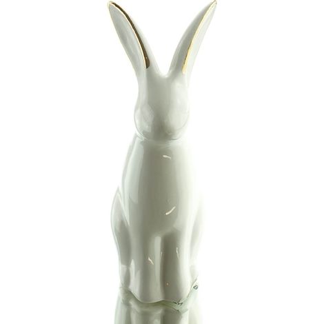 GASPER Oster-Deko Hase Weiß & goldfarben schmale Ohren 14 cm - Keramik (1/2)