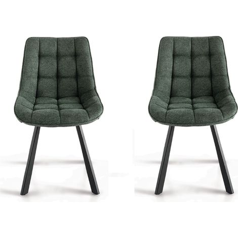 Sedia da cucina in tessuto Verde gambe metallo FRIEDIC set 2 pz (1/3)