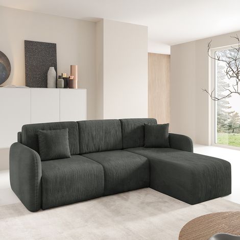 3-Sitzer-Wende-Ecksofa mit Bettkasten Dora Dunkelgrau