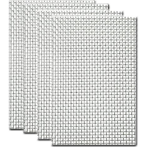Grillage Anti Rongeur Rigide et Fin, 4Pcs Frille INOX 304 pour Empêcher Souris Acier Inoxydable 304-20 Mailles - pour aérations, Maison, Cuisine, Jardin - 210 x 300 mm (1/5)