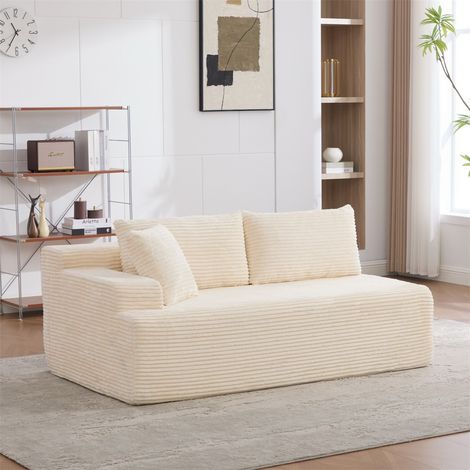 Canapé Droit 172x99x74.5cm - Canapé Modulaire 2 Places Rembourré Mousse 30D Haute Résilience pour Salon et Bureau-Blanc Ivoire (1/5)
