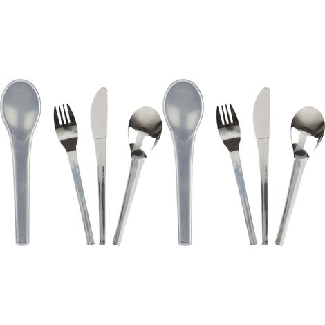 Couverts à emporter tout en un acier inoxydable (Lot de 2) Gris (1/4)