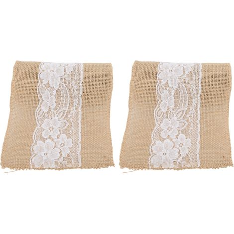 2Pcs Burlap Lace Ribbon 2.4m Length Soft Durable Random Cutting Simple Elegant DIY Table Decoration (1/5)
