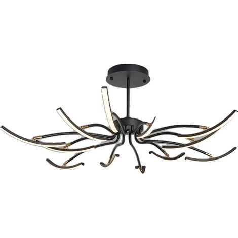 Lámpara de araña regulable, con mando a distancia, 12 brazos, color negro, regulable mediante control remoto y aplicación. (1/2)