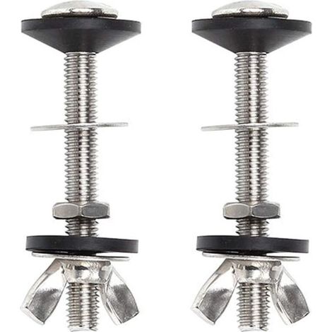 Lot de 2 boulons de réservoir de toilettes à cuvette - Kit de fixation universel en acier inoxydable avec double joint - Facile à installer (1/5)