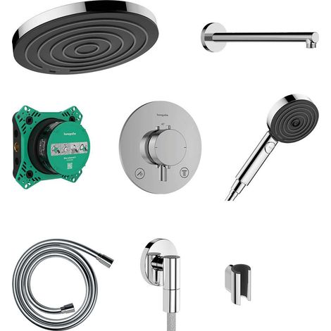 Hansgrohe Pulsify S - Conjunto de ducha con termostato oculto, con cuerpo, diámetro 26 cm, EcoSmart, cromado 24624000 (1/5)