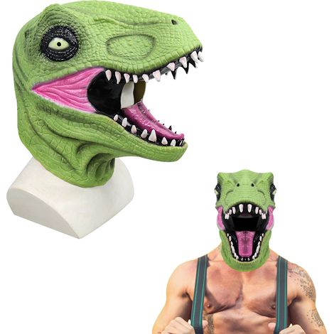 Masque Tête de Dinosaure Réaliste Costume Animal Cosplay Déguisement Halloween Fête 3D Dragon (1/5)